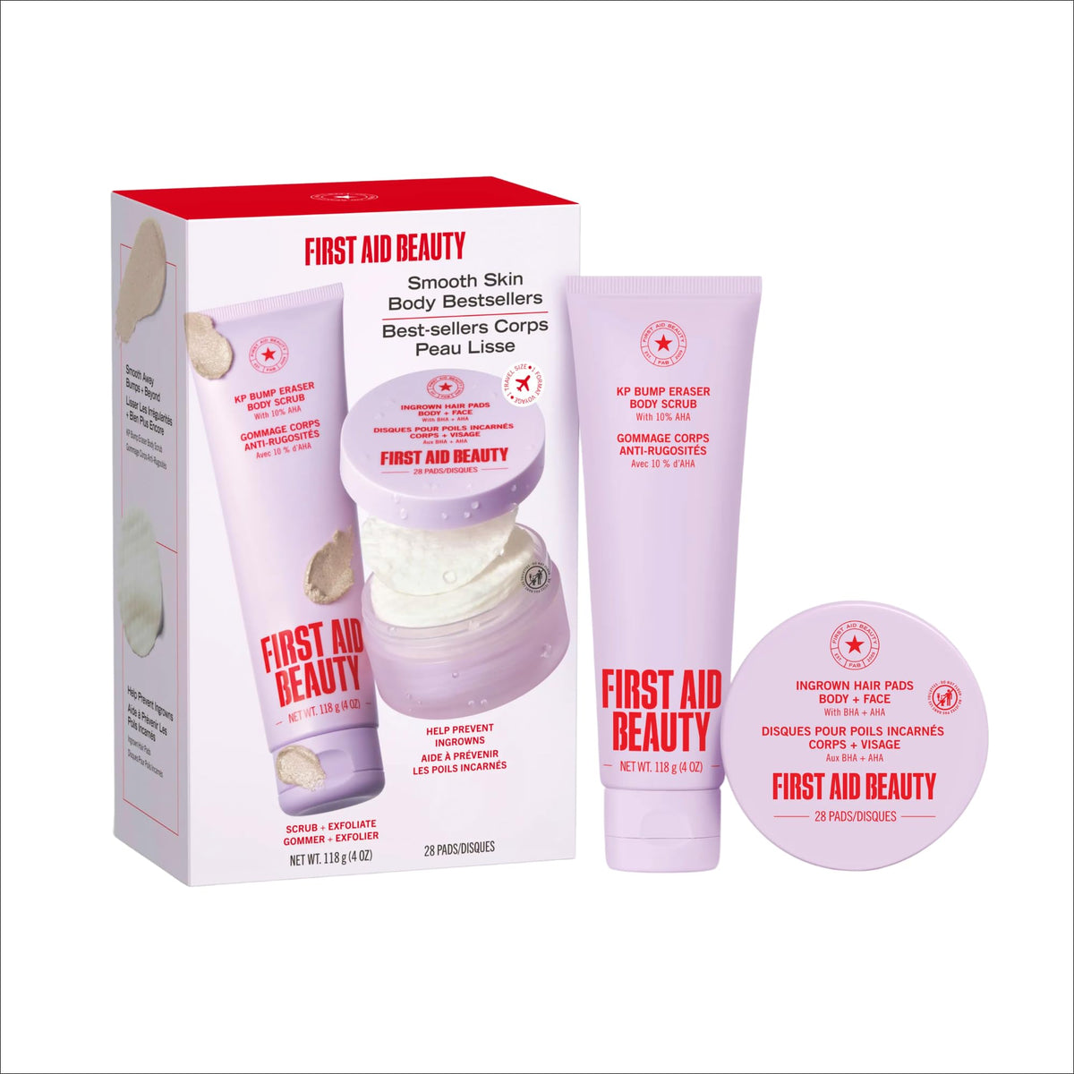 First Aid Beauty KP Bump Eraser front packaging showing scrub jar and branding for trustworthy exfoliation