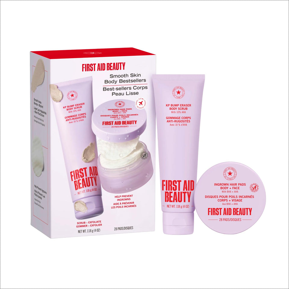 First Aid Beauty KP Bump Eraser front packaging showing scrub jar and branding for trustworthy exfoliation