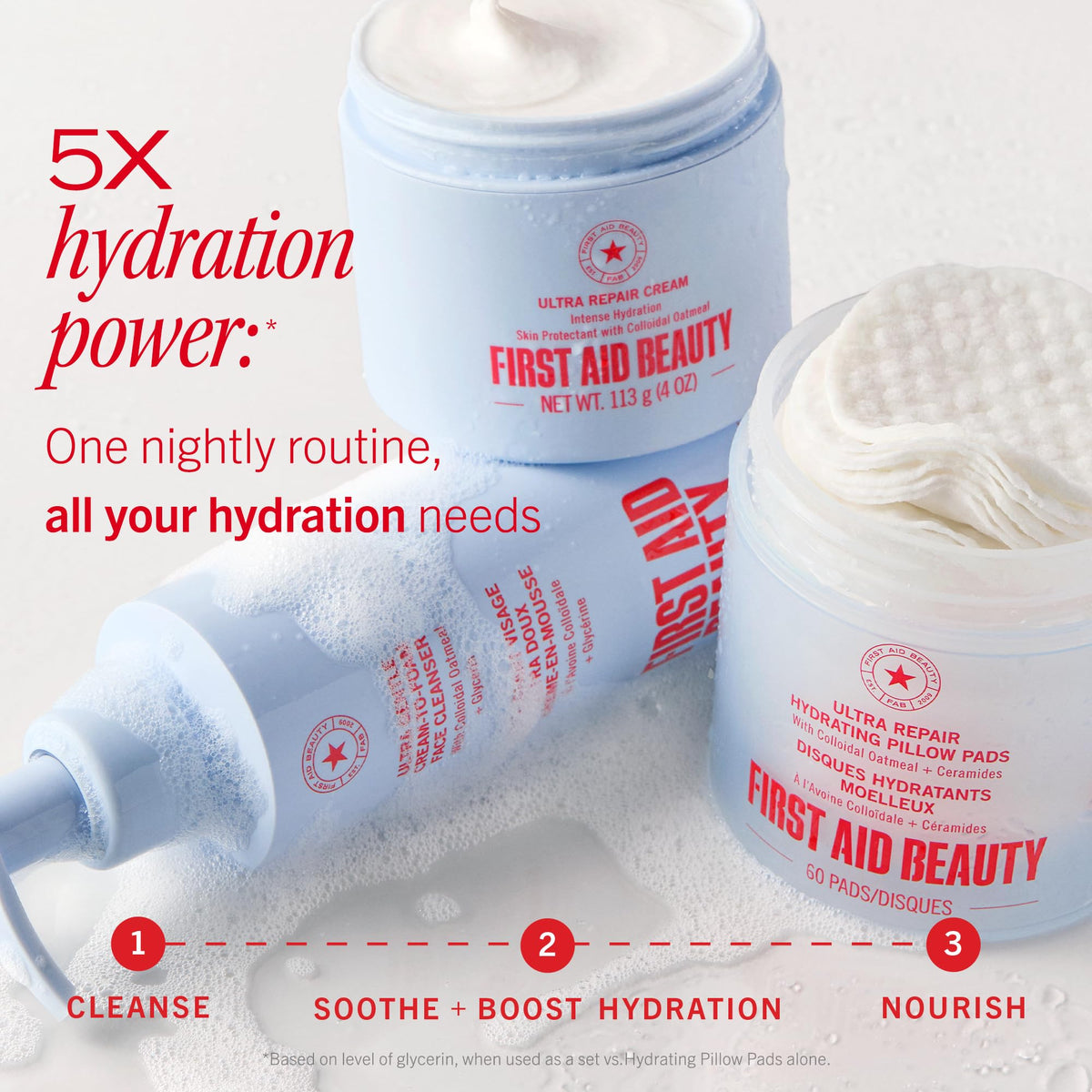 First Aid Beauty open container revealing stacked single-use pads