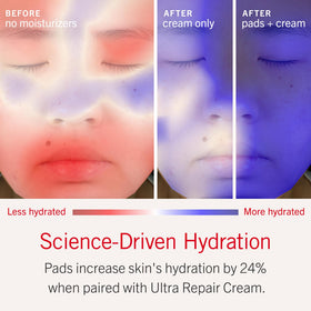 First Aid Beauty pad applied to cheek demonstrating targeted hydration