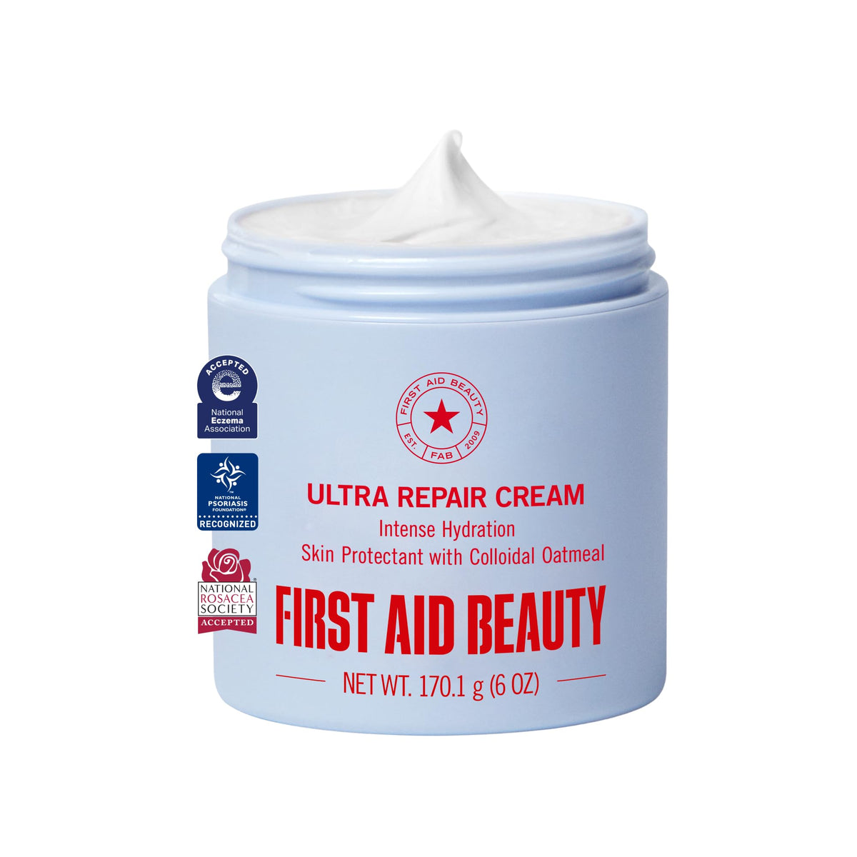 First Aid Beauty jar front view showing product and easy access for daily hydration