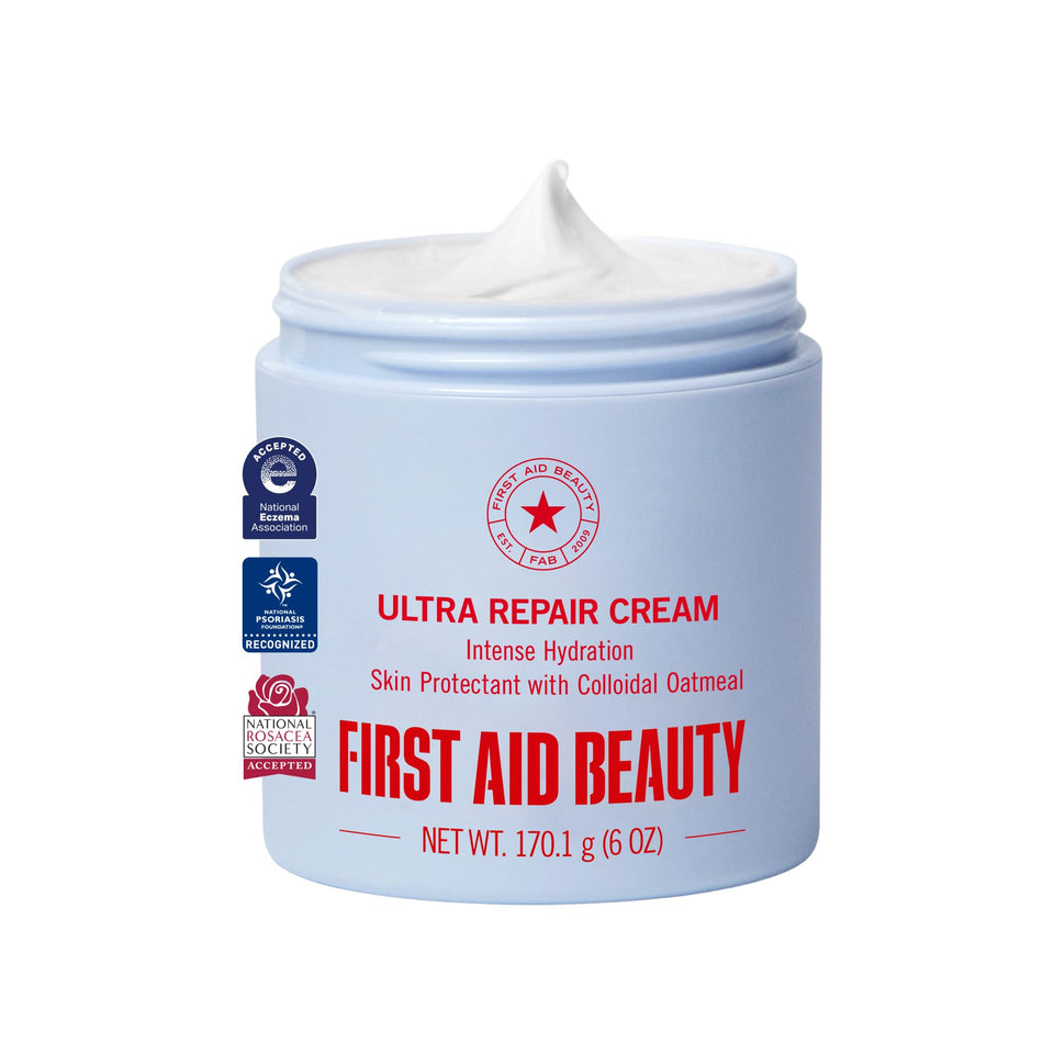 First Aid Beauty jar front view showing product and easy access for daily hydration