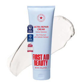 First Aid Beauty front jar showing product and clear branding benefits hydrating skin