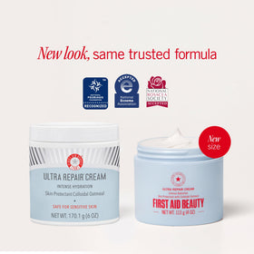 First Aid Beauty open jar texture close-up illustrating whipped cream consistency and fast absorption