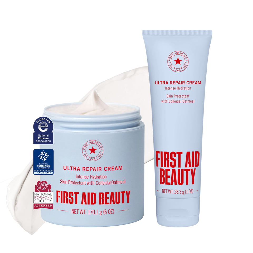 First Aid Beauty front packaging showing 7 oz cream for intensive hydration