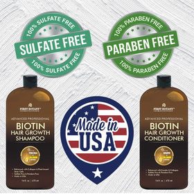 First Botany bottle label close-up highlighting biotin and collagen benefits