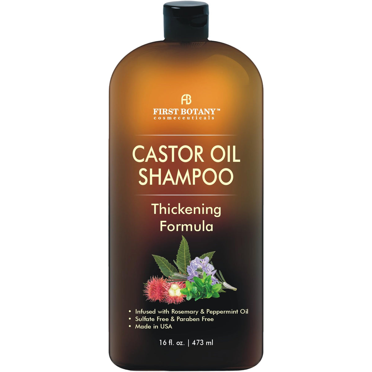 First Botany front packaging showing castor oil shampoo and nourishing benefits