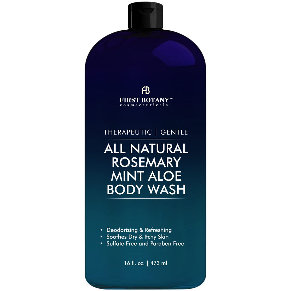 First Botany front bottle view showing rosemary mint scent and benefits