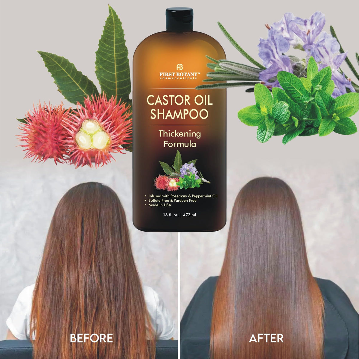 First Botany in-use shot lathering wet hair for scalp refresh and thinner hair care