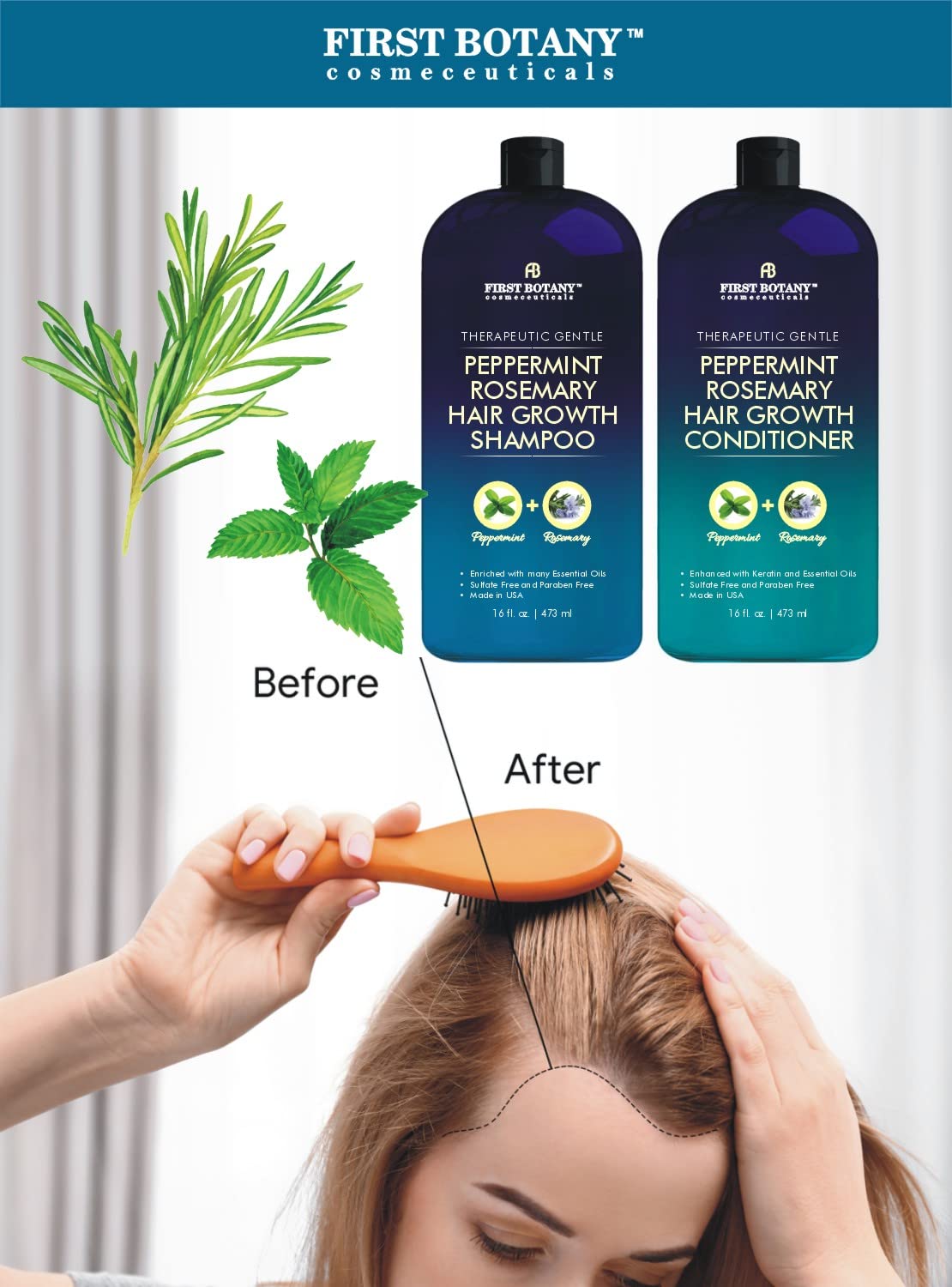 First Botany shampoo pump close-up highlighting dispensing ease and controlled application benefit