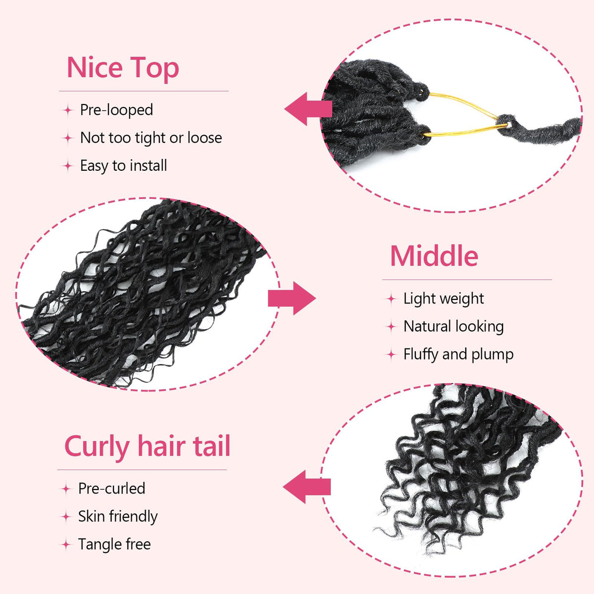 FIRSTCYH HAIR pre-loop root detail demonstrating easy crochet installation and time savings