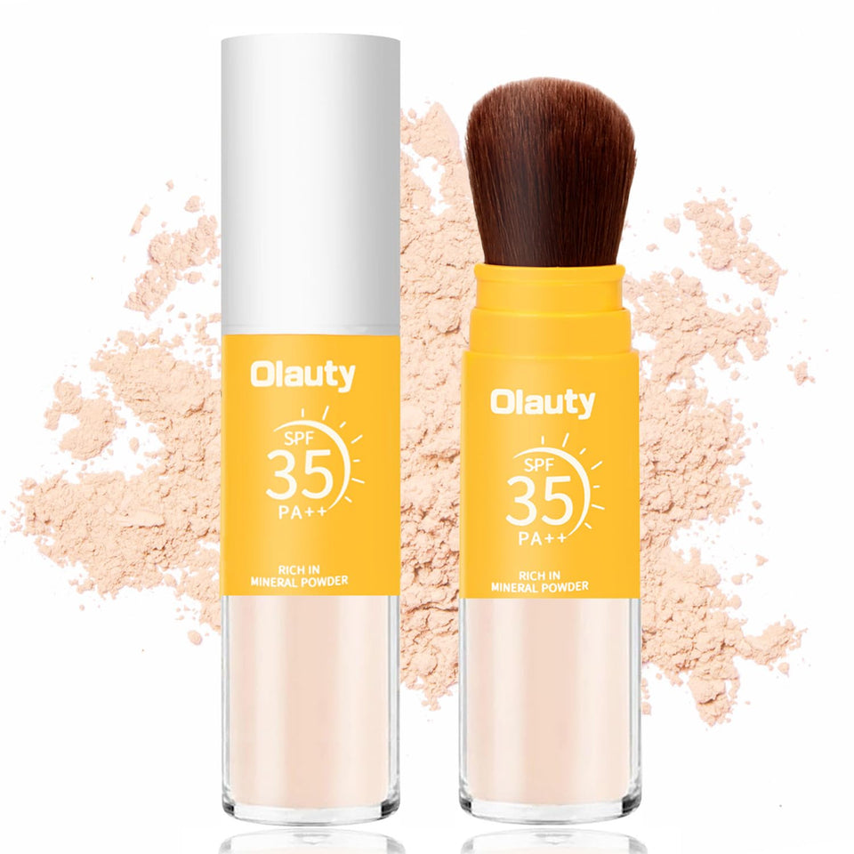 firstfly front packaging showing brush-on SPF 35 powder and matte finish benefit