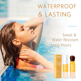 firstfly lifestyle outdoor beach use showing powder protecting skin during sunny activities
