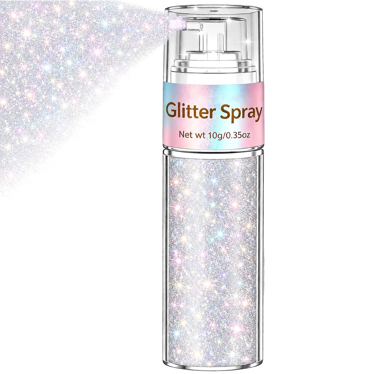 firstfly front packaging showing silver-rainbow glitter bottle for easy identification and portability