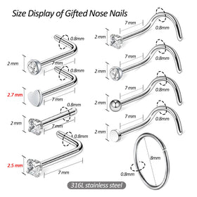 Firstomato close-up of surgical stainless steel nose stud showing smooth finish and hypoallergenic benefit