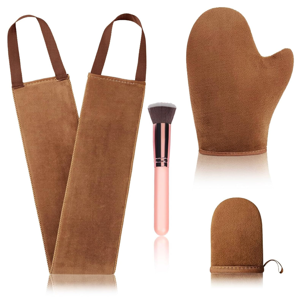 FIRSTPELLA front view of full 4-piece applicator kit showing organized tools and quick tanning