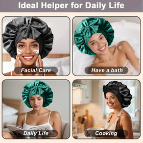 FIRSTPELLA model asleep wearing bonnet to show overnight protection and reduced frizz