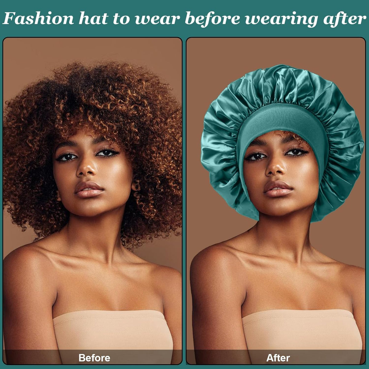 FIRSTPELLA woman with curly hair wearing bonnet while sleeping to preserve style
