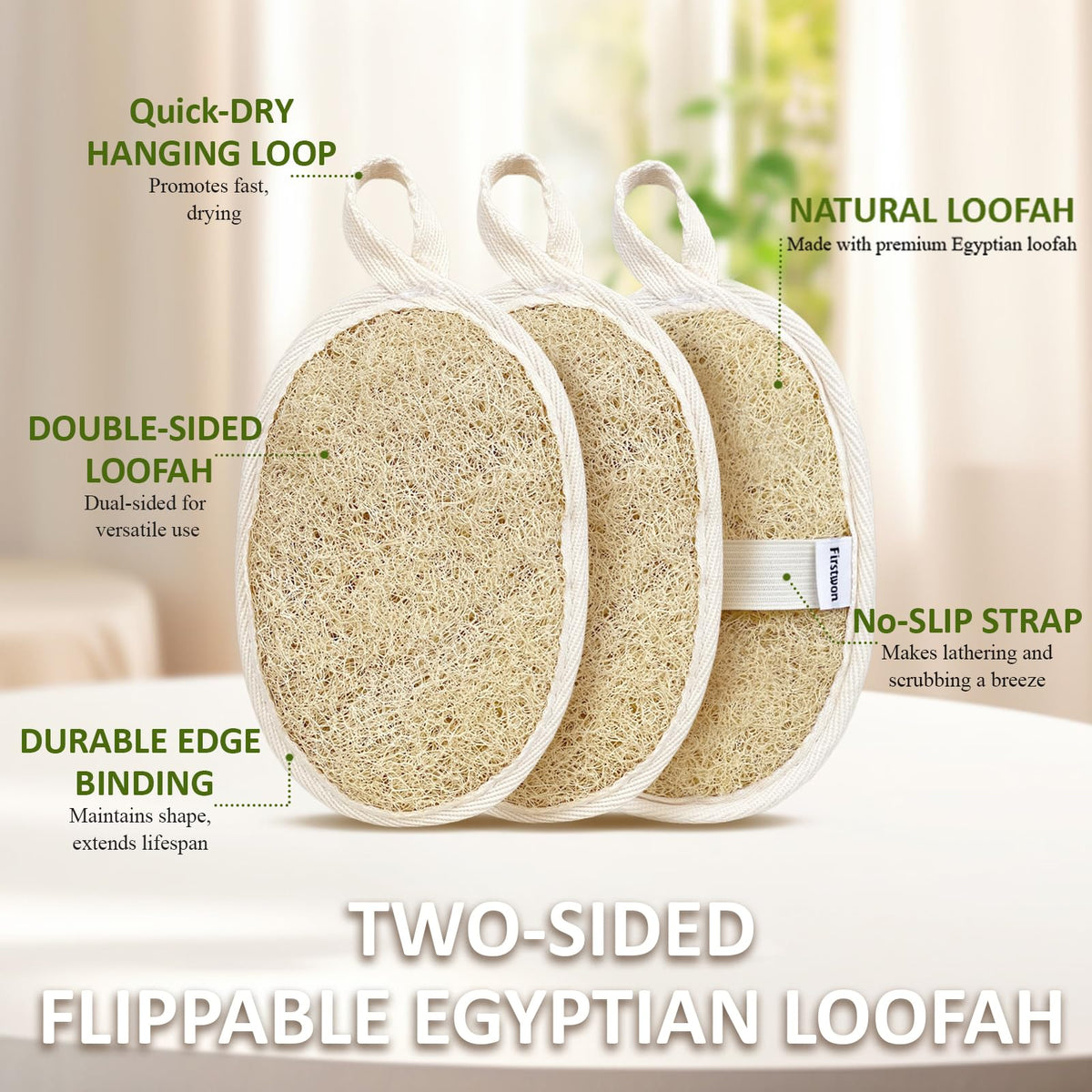 Firstwon loofah close-up texture highlighting gentle exfoliation benefit