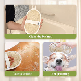 Firstwon loofah being used in shower for deep cleansing and refreshment