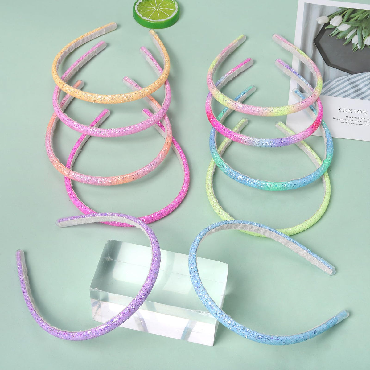 Fishdown headbands on dressing table with makeup showing styling convenience benefit