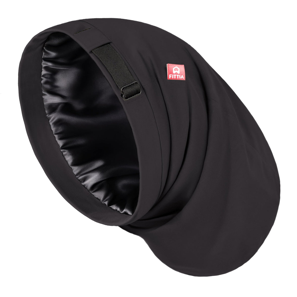 Fittia front view large bonnet showing roomy fit and neat stitching benefit: secure coverage