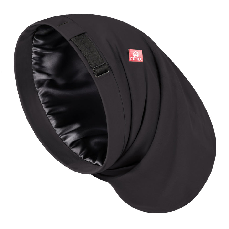 Fittia front view large bonnet showing roomy fit and neat stitching benefit: secure coverage