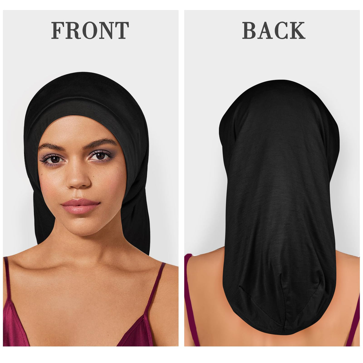 Fittia model wearing bonnet over braids preserving hairstyle