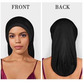 Fittia model wearing bonnet over braids preserving hairstyle