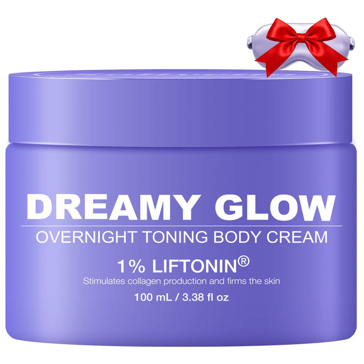 FIUMOT front packaging showing Dreamy Glow jar and satin eye mask benefit: nighttime firming
