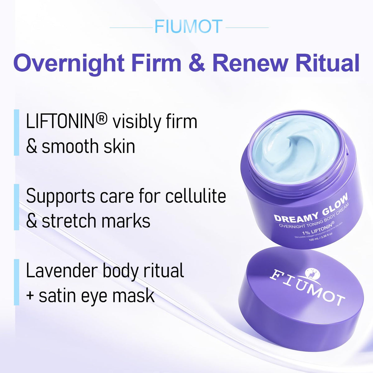 FIUMOT whipped cream texture close-up showing airy melt-in benefit and easy absorption