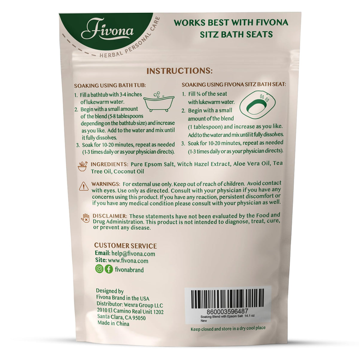 FIVONA bath soak creating gentle foam for soothing comfort