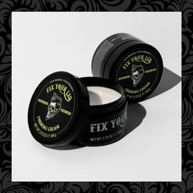 Fix Your Lid applied to short hair showing control and natural shine benefit