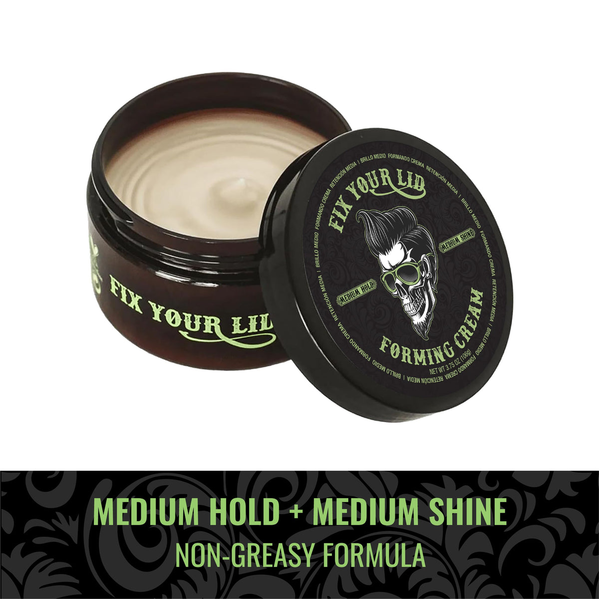Fix Your Lid cream in hand showing 3.75 oz travel size benefit