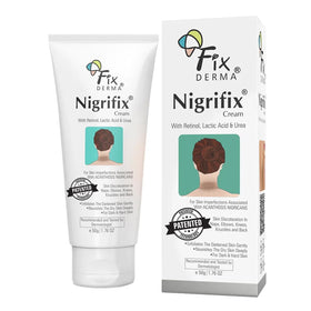 FIXDERMA Nigrifix front packaging showing cream tube and branding, clear product benefit