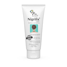 FIXDERMA Nigrifix placed on bathroom shelf in lifestyle setting showing daily routine fit