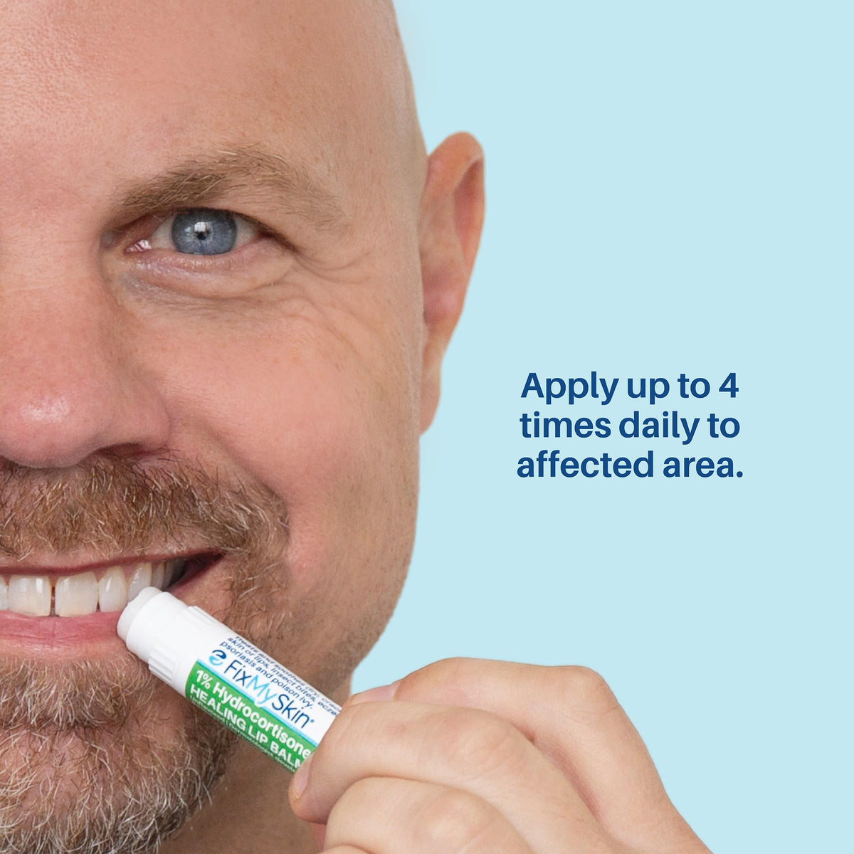 Applying FixMySkin balm to lips for focused soothing and temporary comfort
