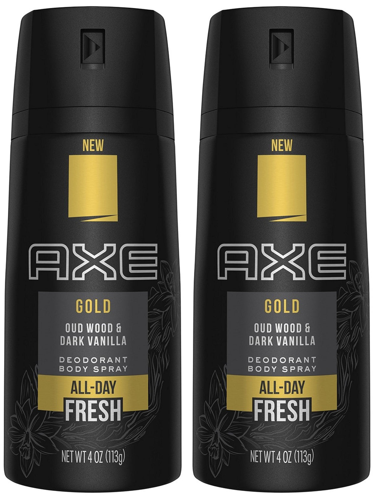 FIYY6VC Axe Gold front packaging showing two 4.0 oz cans for reliable fragrance and protection