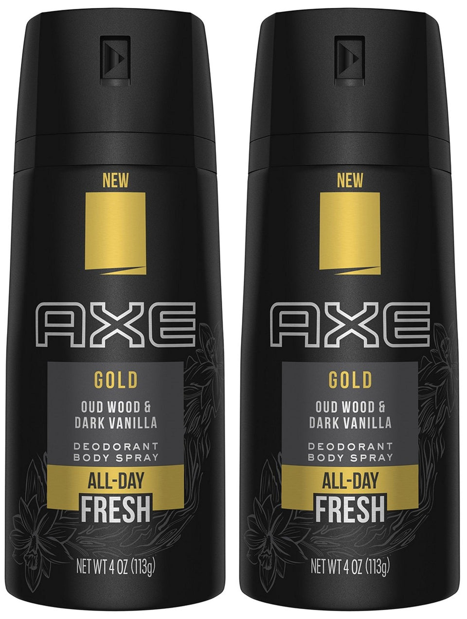 FIYY6VC Axe Gold front packaging showing two 4.0 oz cans for reliable fragrance and protection