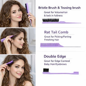 FJMYRXY flexible bristles detail bending around a knot, gentle detangling benefit