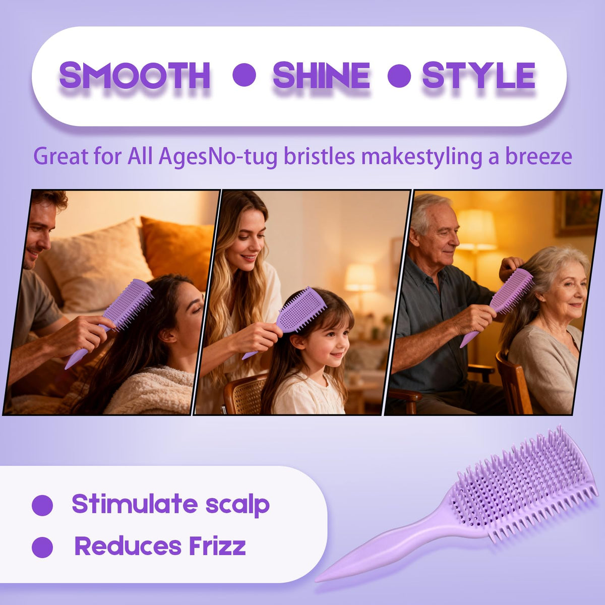 FJMYRXY in use on wet hair demonstrating detangling with minimal pulling benefit