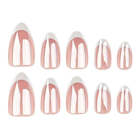FJSMTOPl nails being pressed on demonstrating fast salon-quality application benefit
