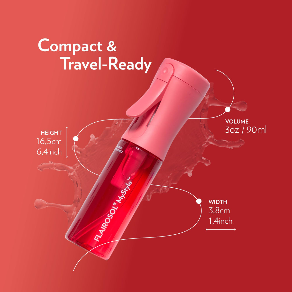 FLAIROSOL filled with toner showing clear liquid and easy refill visibility