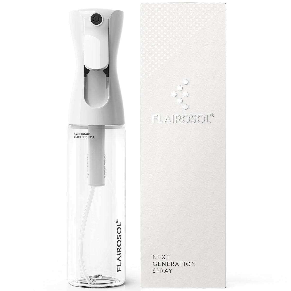 FLAIROSOL clear bottle front view showing sleek design and visibility benefit