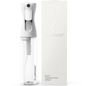FLAIROSOL clear bottle front view showing sleek design and visibility benefit