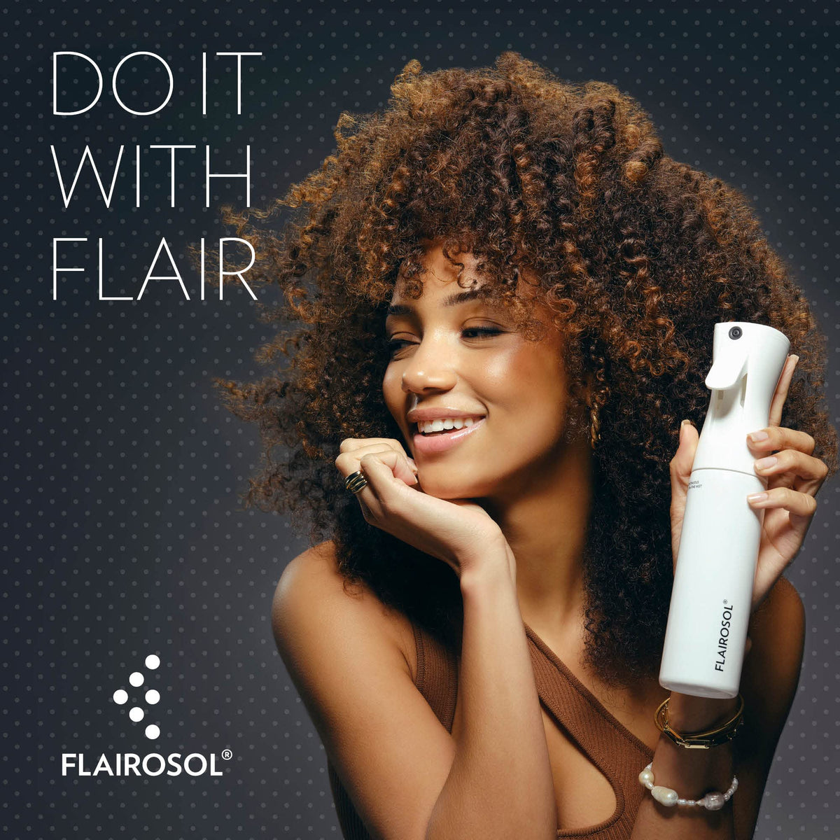 FLAIROSOL on bathroom counter in lifestyle scene for everyday versatility