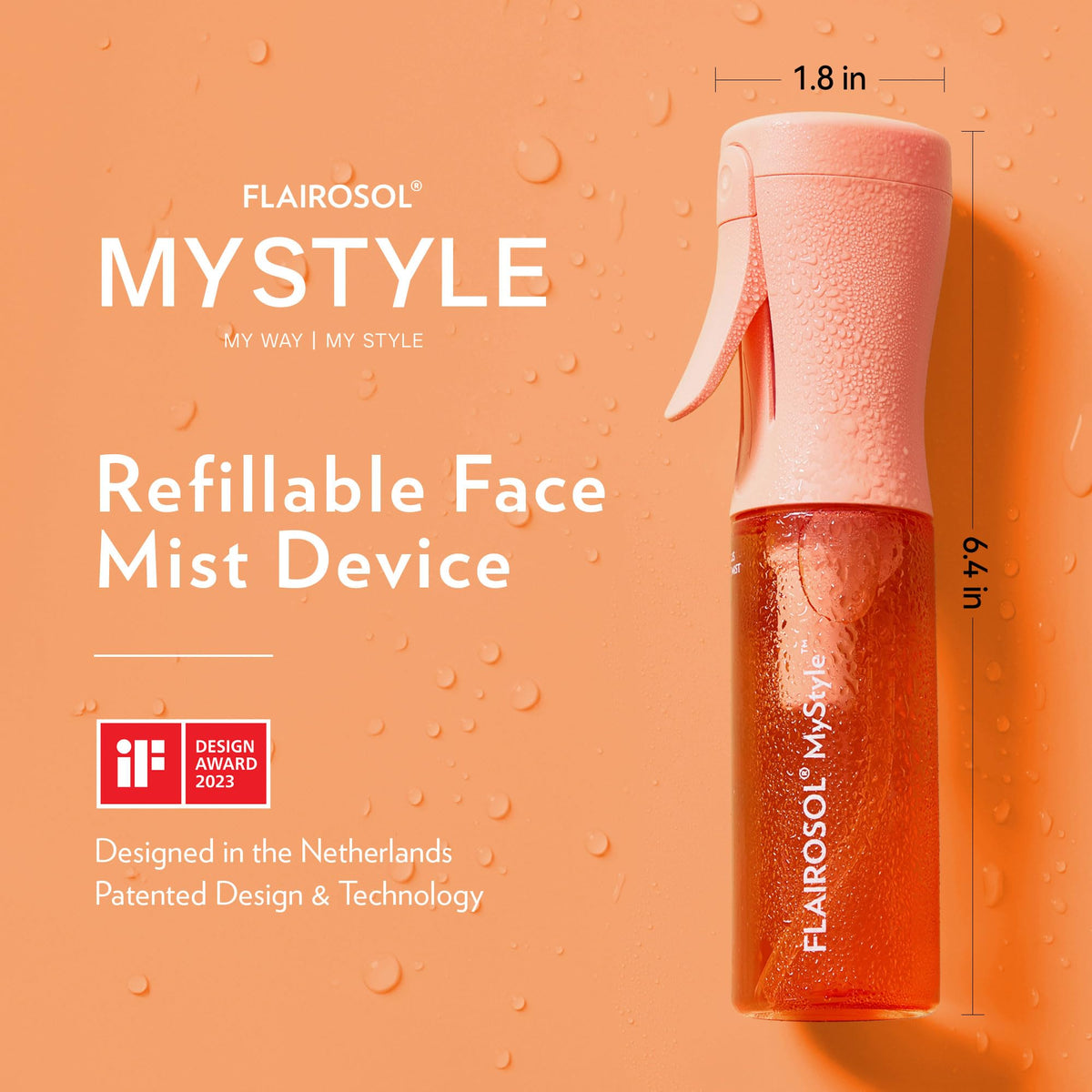 FLAIROSOL continuous mist in use demonstrating even hydration across hair