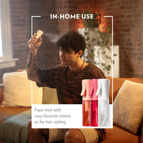 FLAIROSOL bottle filled with toner in lifestyle scene for skincare use benefit
