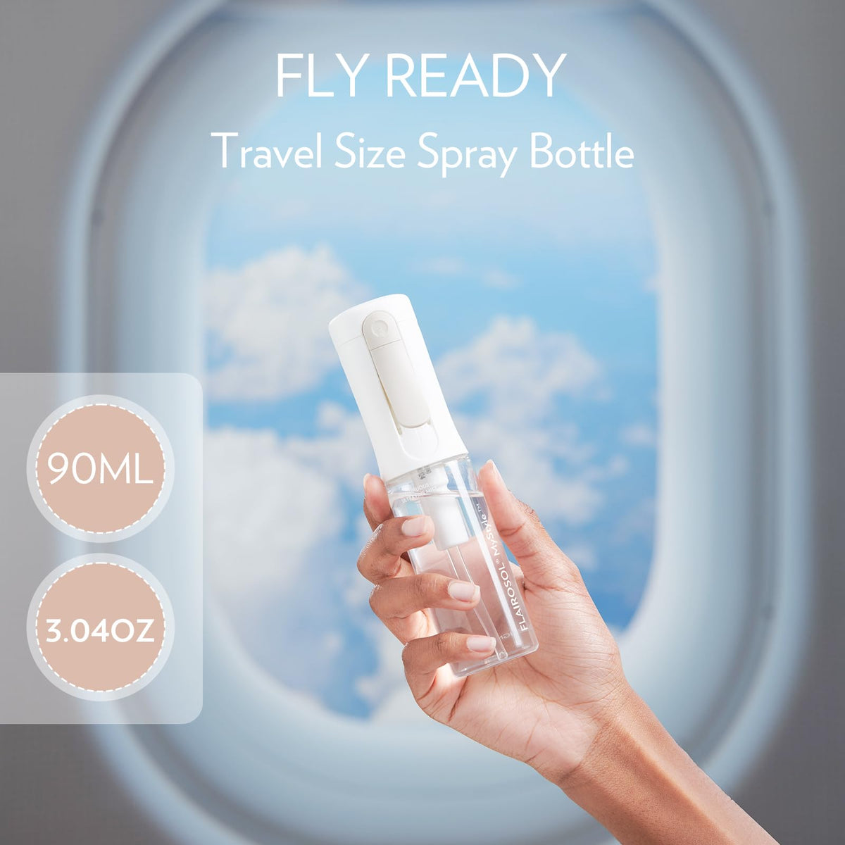 FLAIROSOL nozzle close-up showing precision atomization and fine mist benefit
