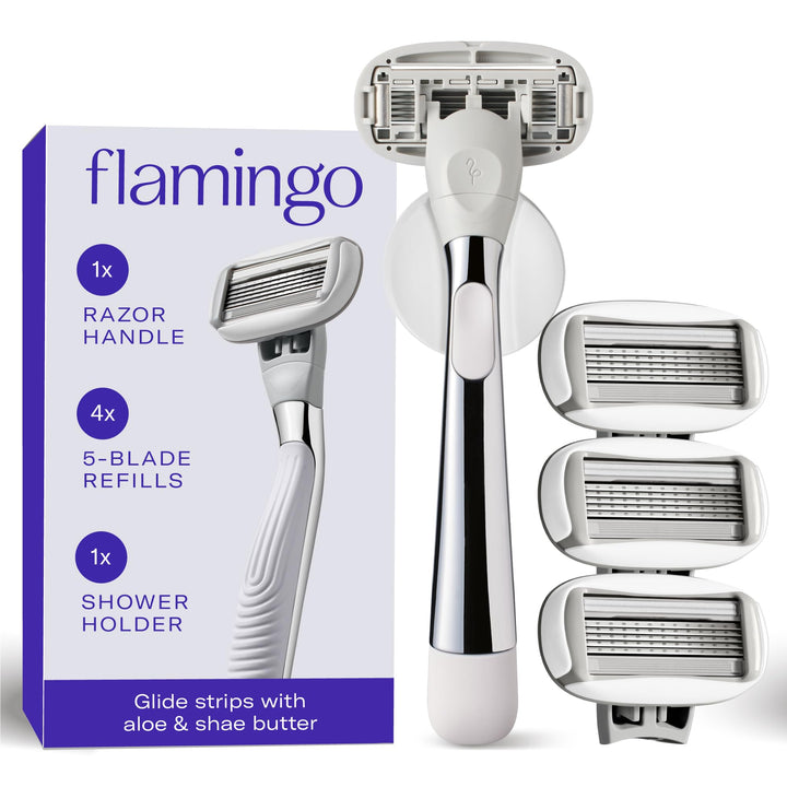 Flamingo chrome handle front view showing ergonomic design and balanced control